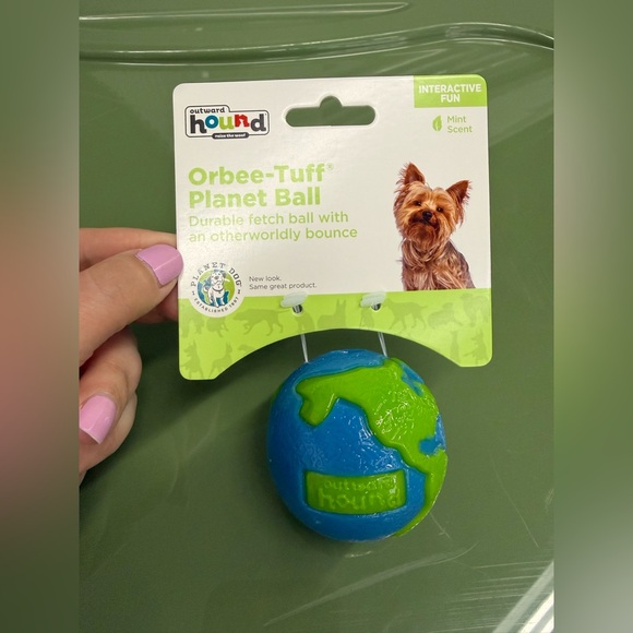 Planet Dog Orbee-Tuff Planet Ball Dog Toy Blue/Green Small - Picture 3 of 4